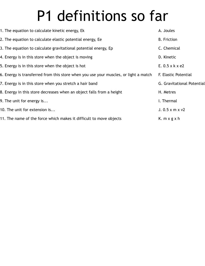 P1 definitions so far Worksheet