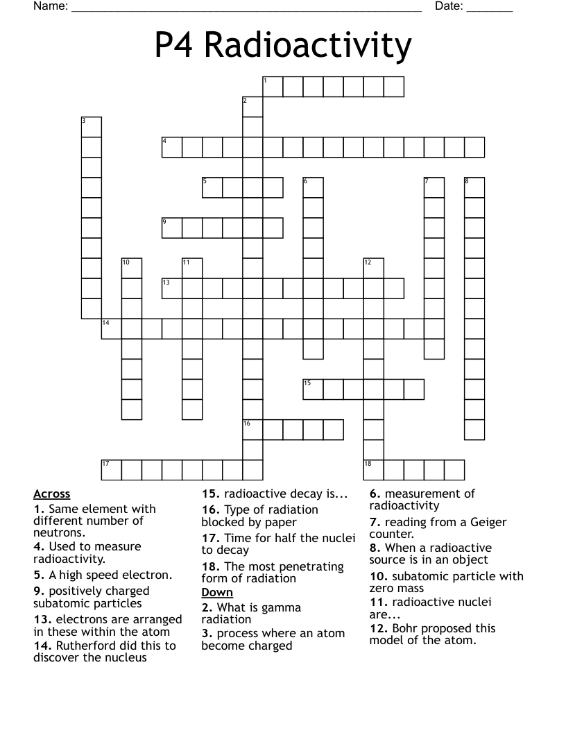 P4 Radioactivity Crossword