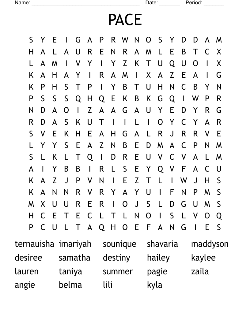 PACE Word Search