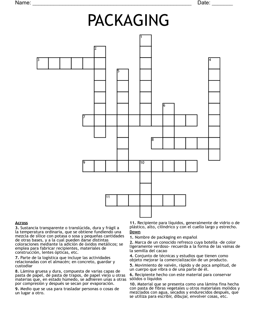 PACKAGING Crossword