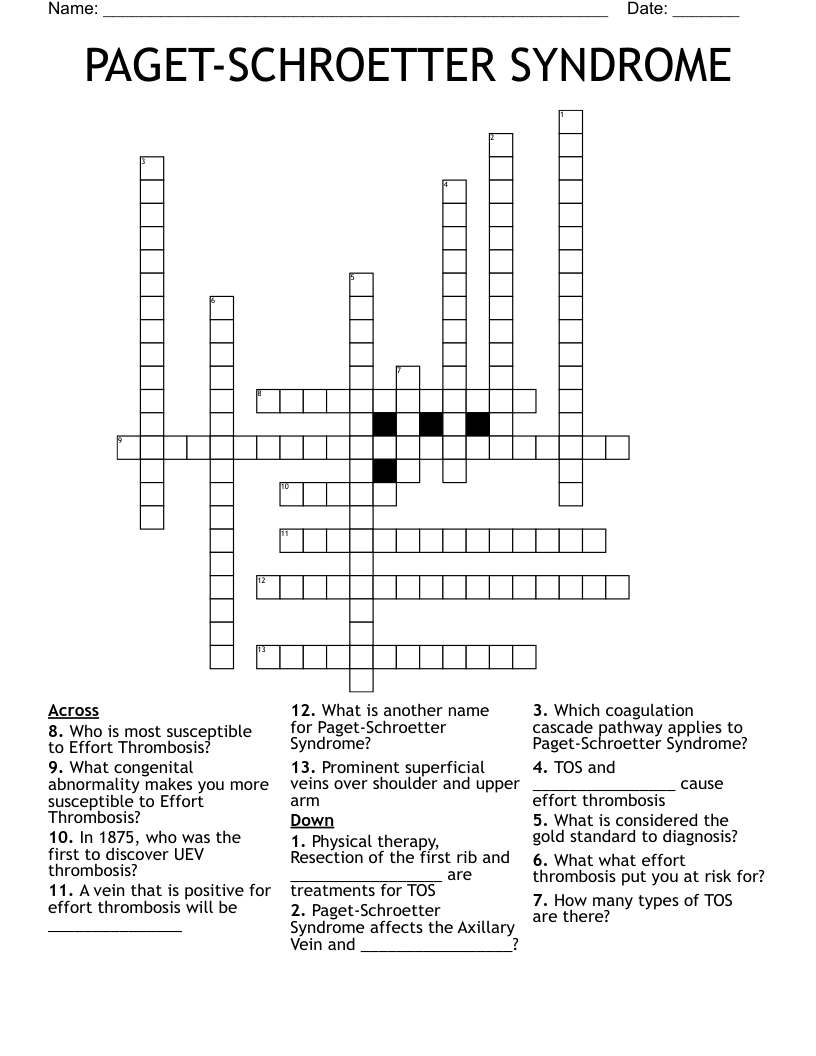 PAGET-SCHROETTER SYNDROME Crossword