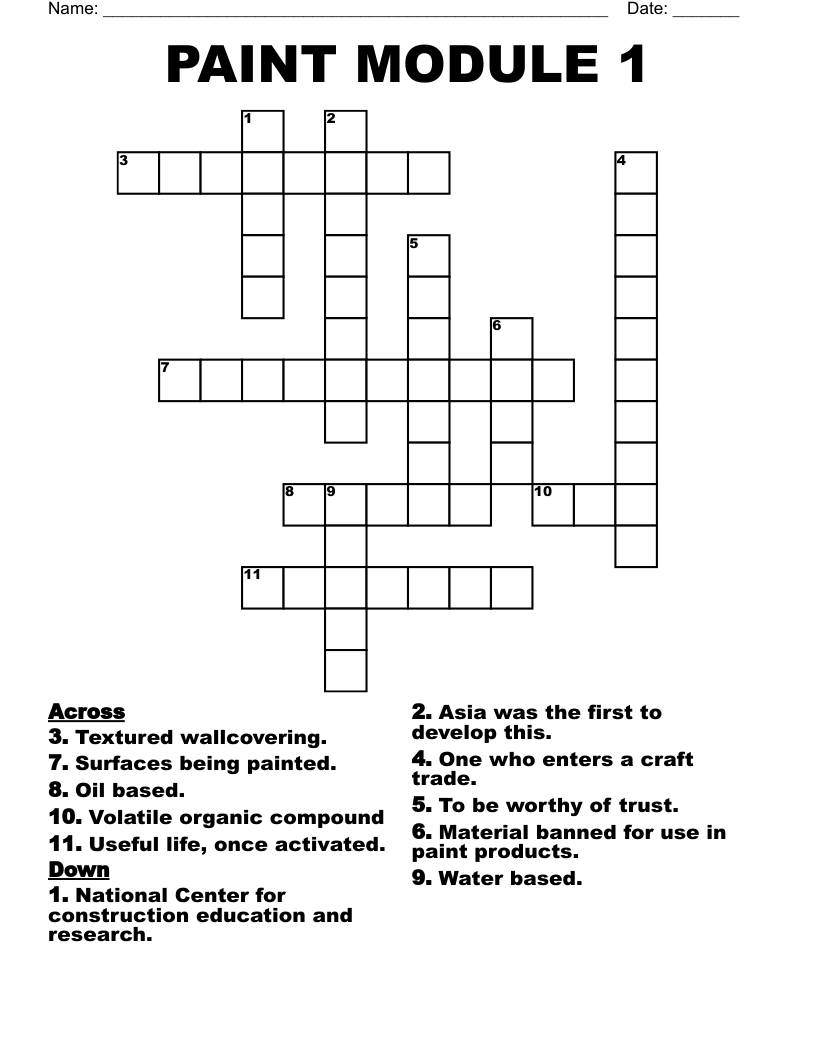 PAINT  MODULE   1 Crossword