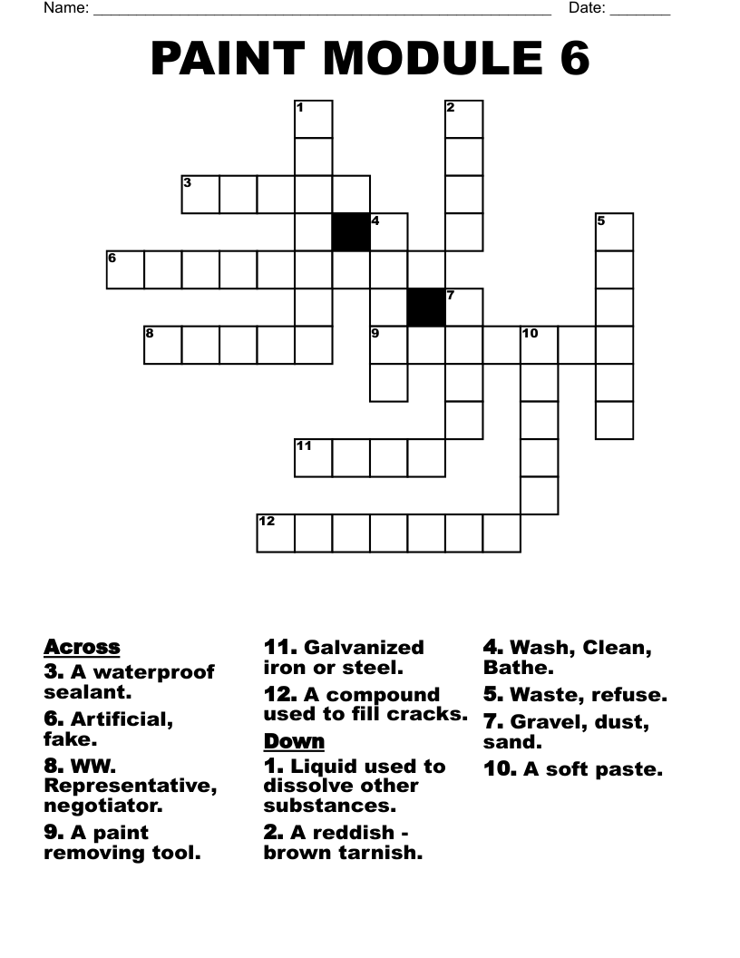 PAINT   MODULE   6 Crossword