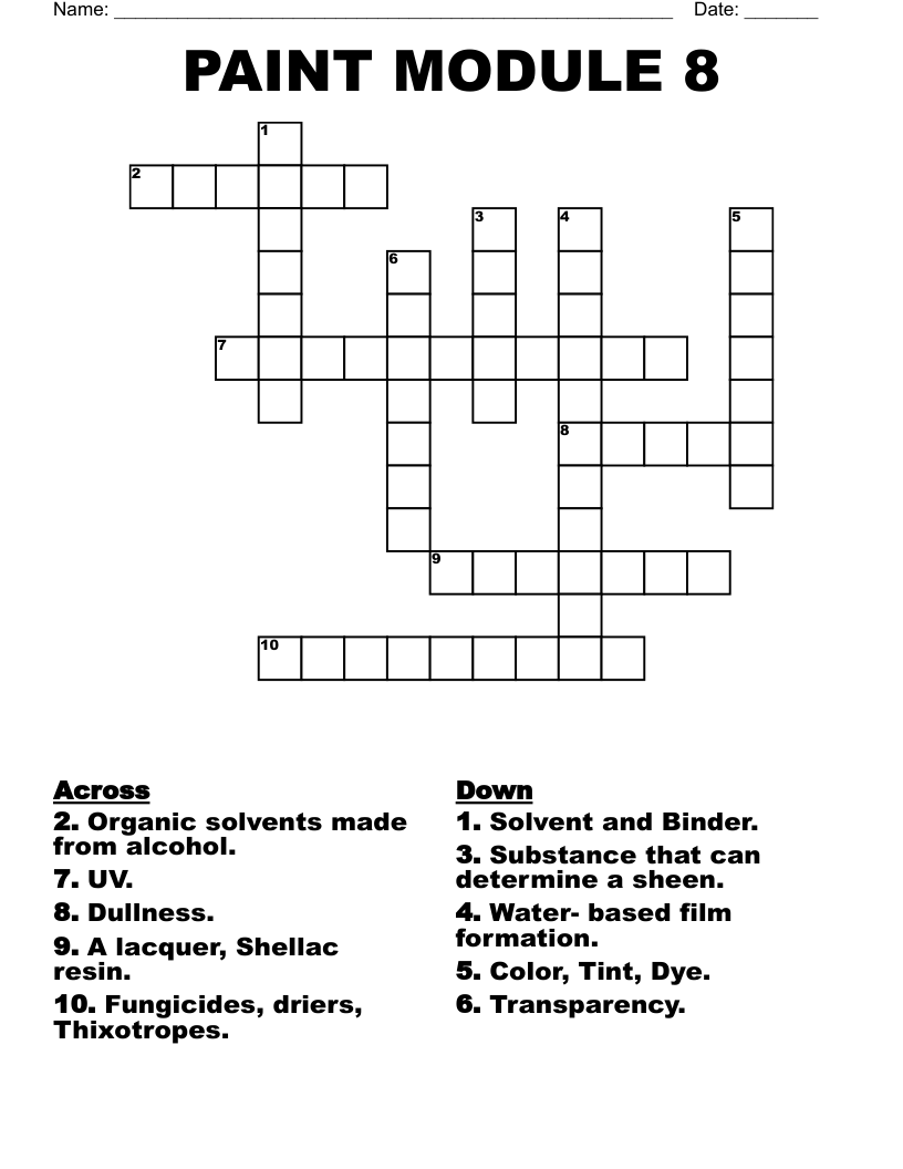 PAINT   MODULE   8 Crossword
