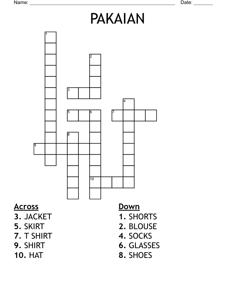 PAKAIAN Crossword