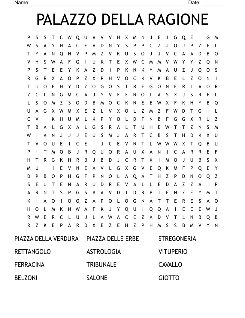 PALAZZO DELLA RAGIONE  Word Search