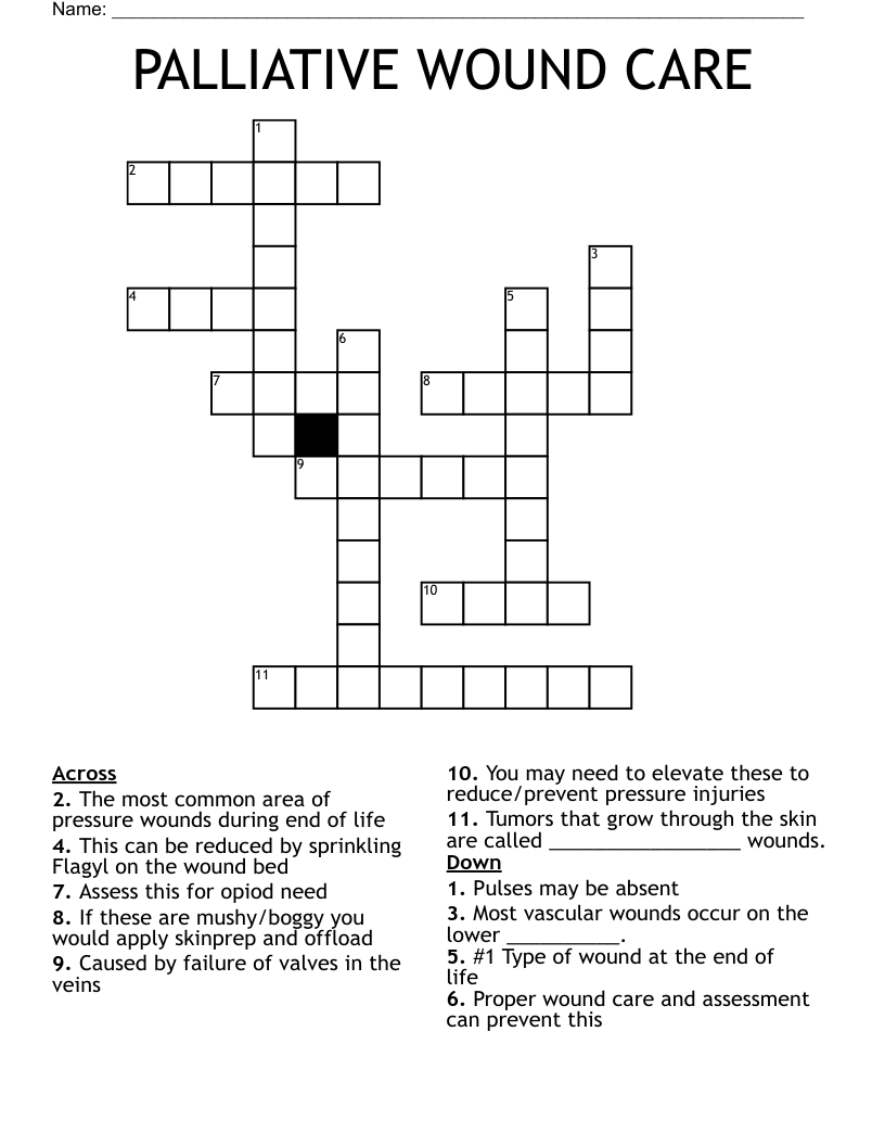 PALLIATIVE WOUND CARE Crossword