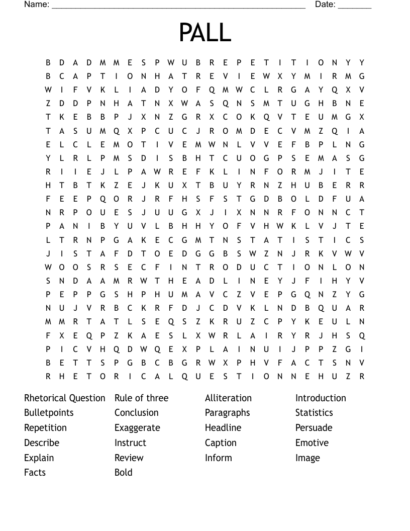 PALL Word Search