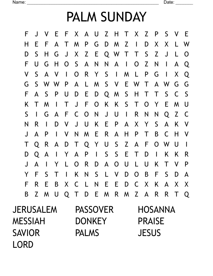 PALM SUNDAY Word Search