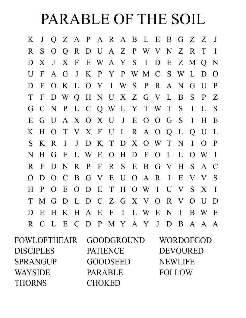 PARABLE OF THE SOIL Word Search