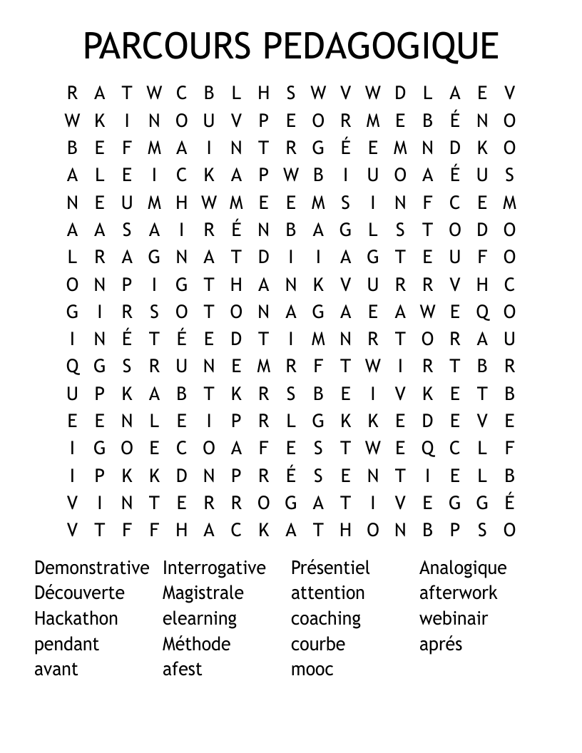 PARCOURS PEDAGOGIQUE Word Search