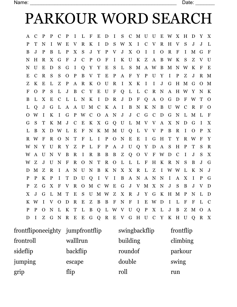 PARKOUR WORD SEARCH