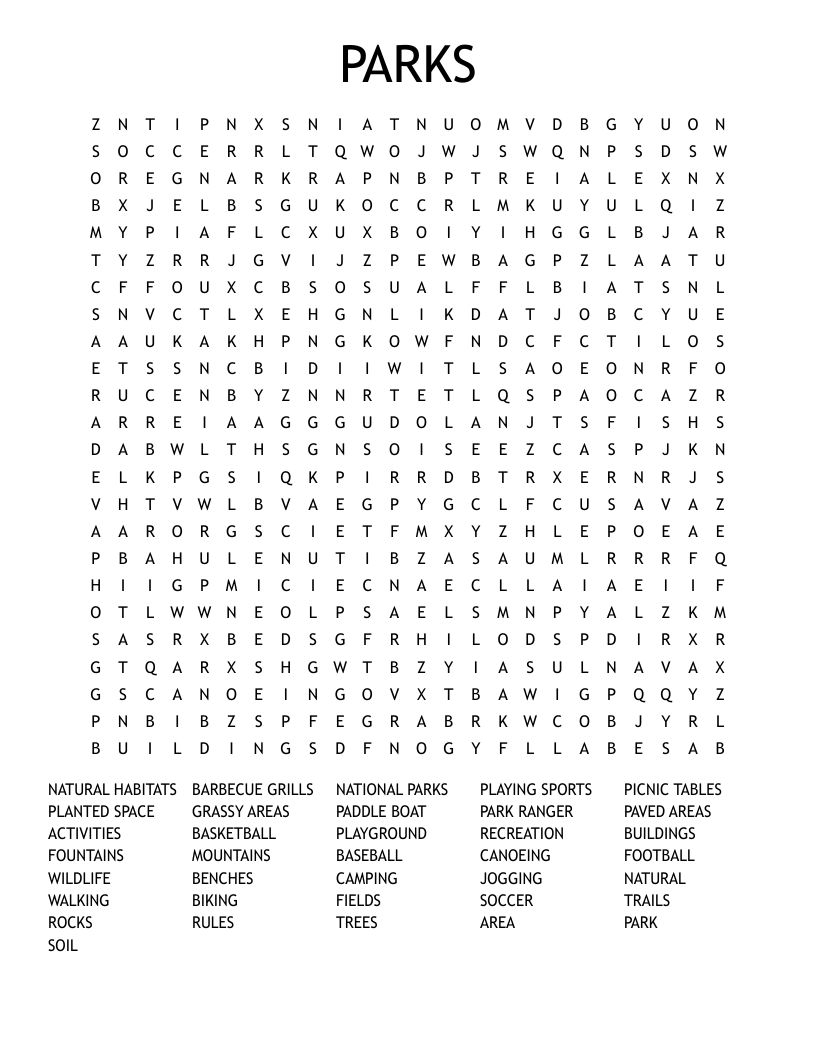 PARKS Word Search