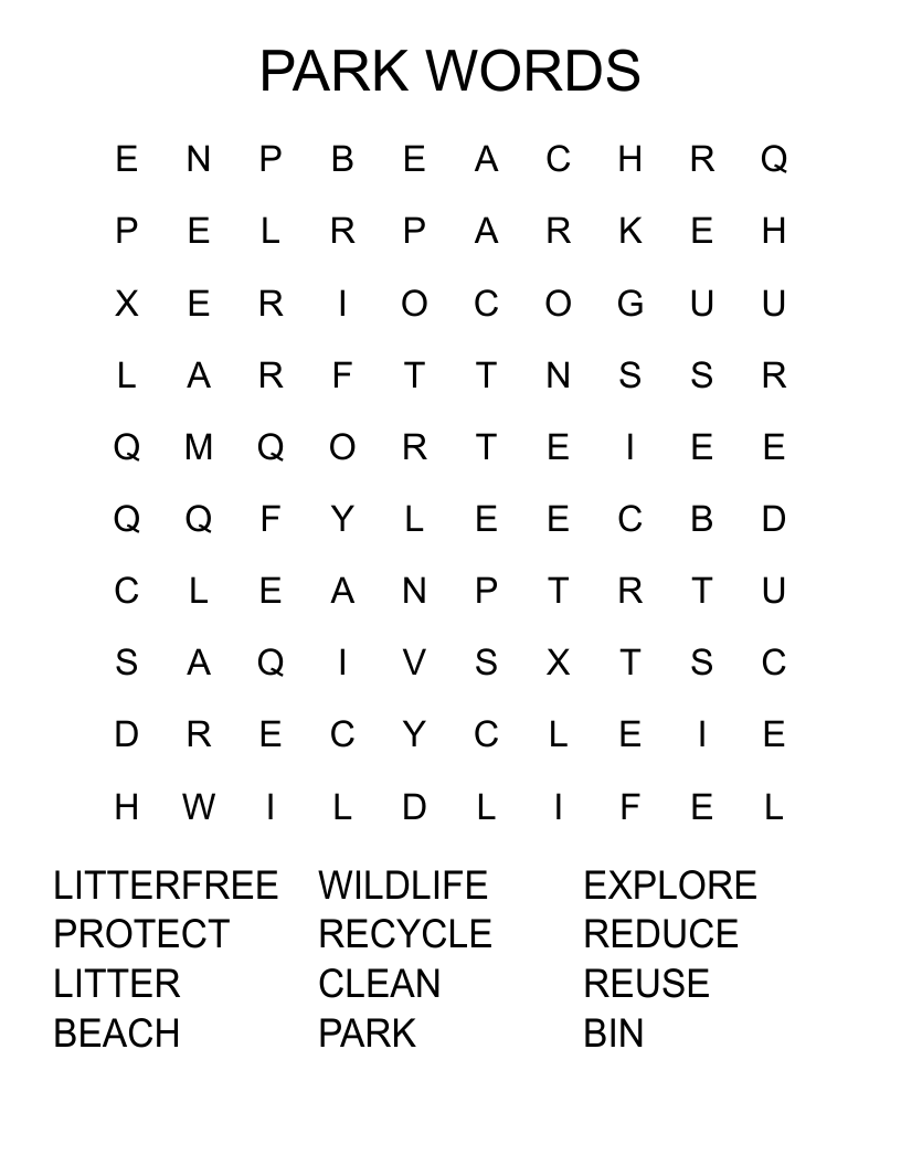 PARK WORDS Word Search