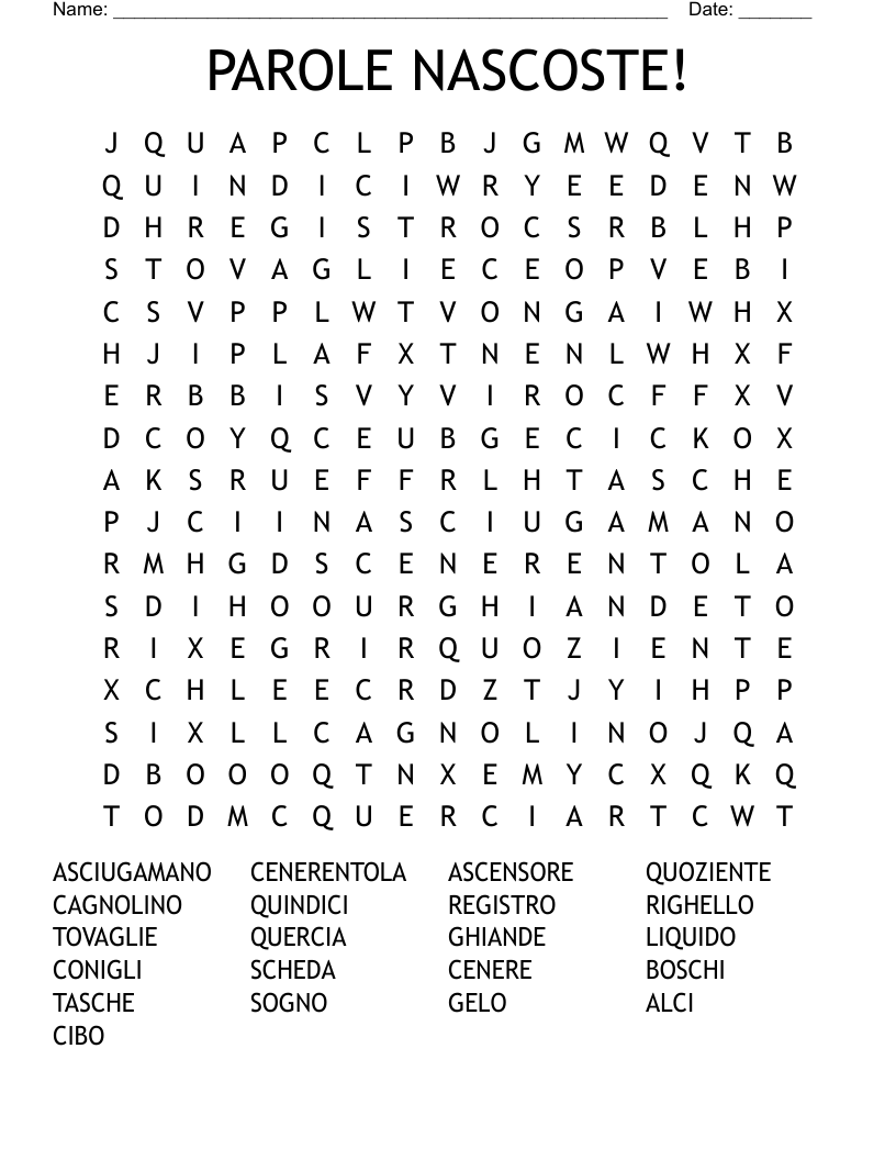 PAROLE NASCOSTE! Word Search