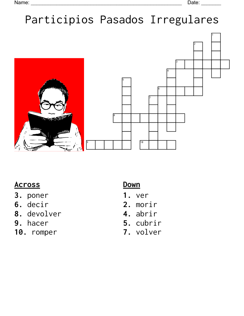 Participios Pasados Irregulares Crossword
