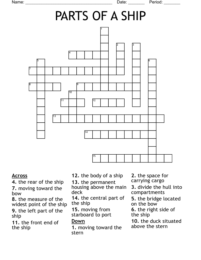 PARTS OF A SHIP Crossword
