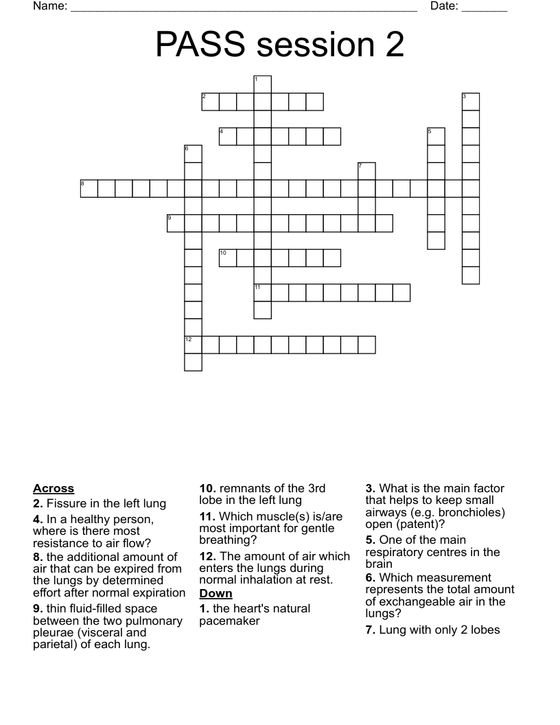 PASS session 2  Crossword