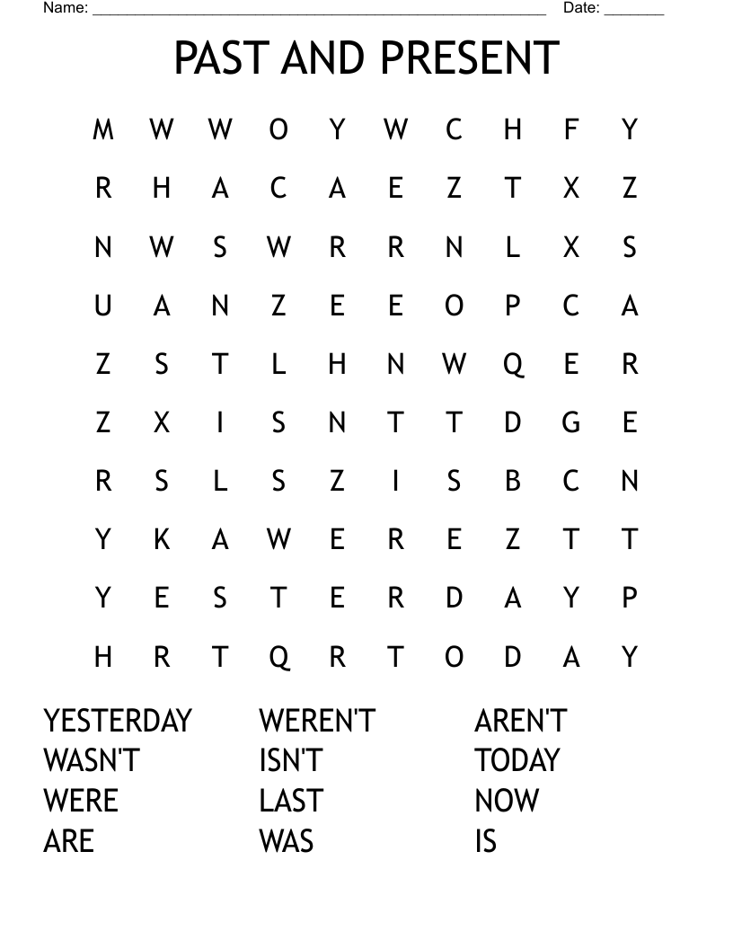 PAST AND PRESENT Word Search