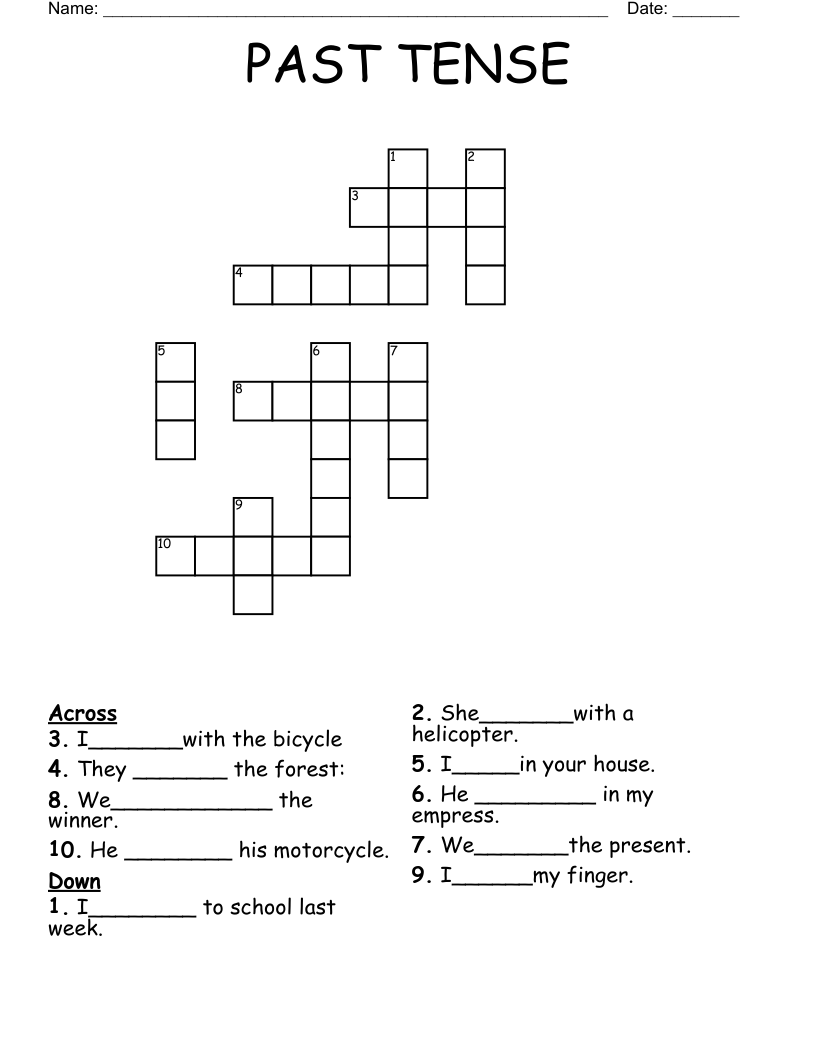 PAST TENSE Crossword