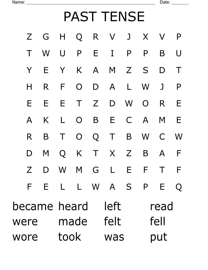 PAST TENSE Word Search