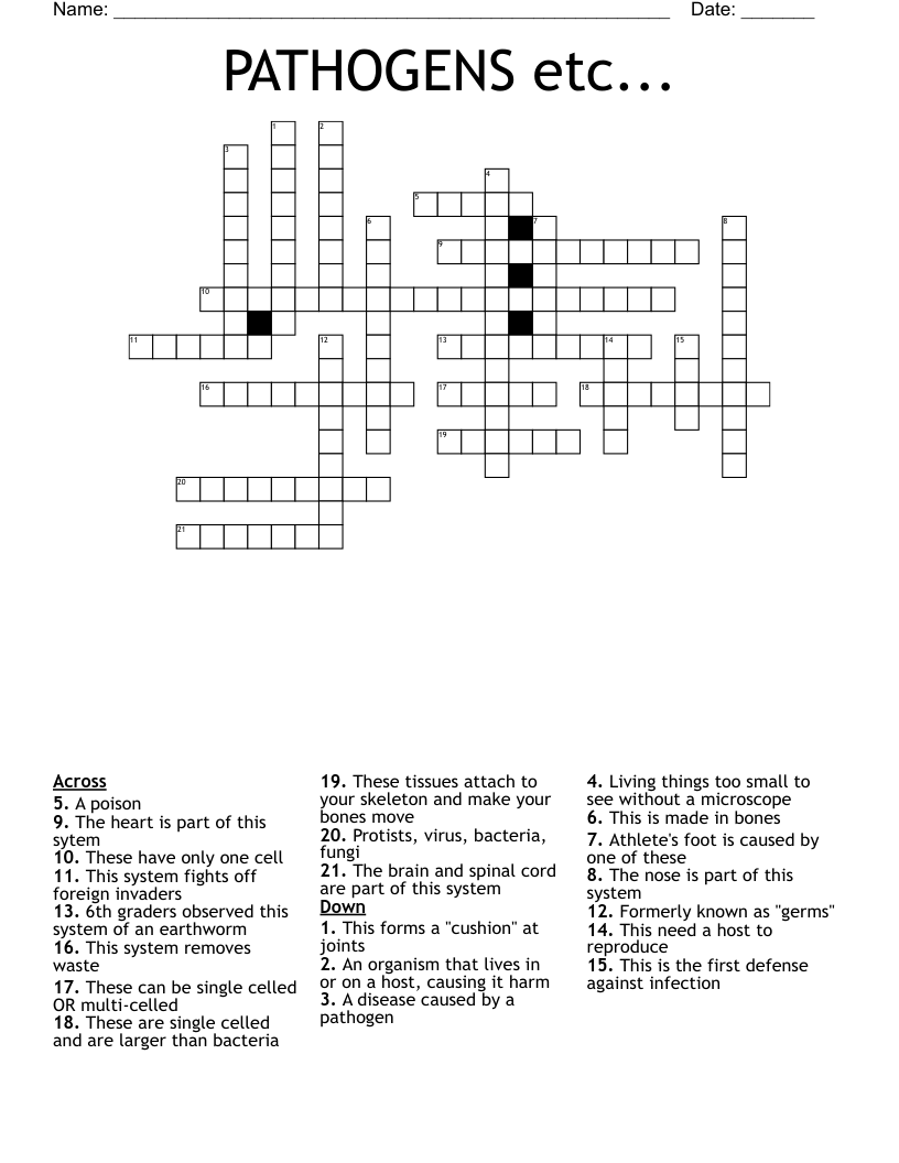 PATHOGENS etc... Crossword
