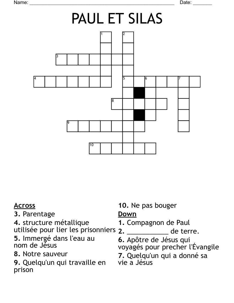 PAUL ET SILAS Crossword