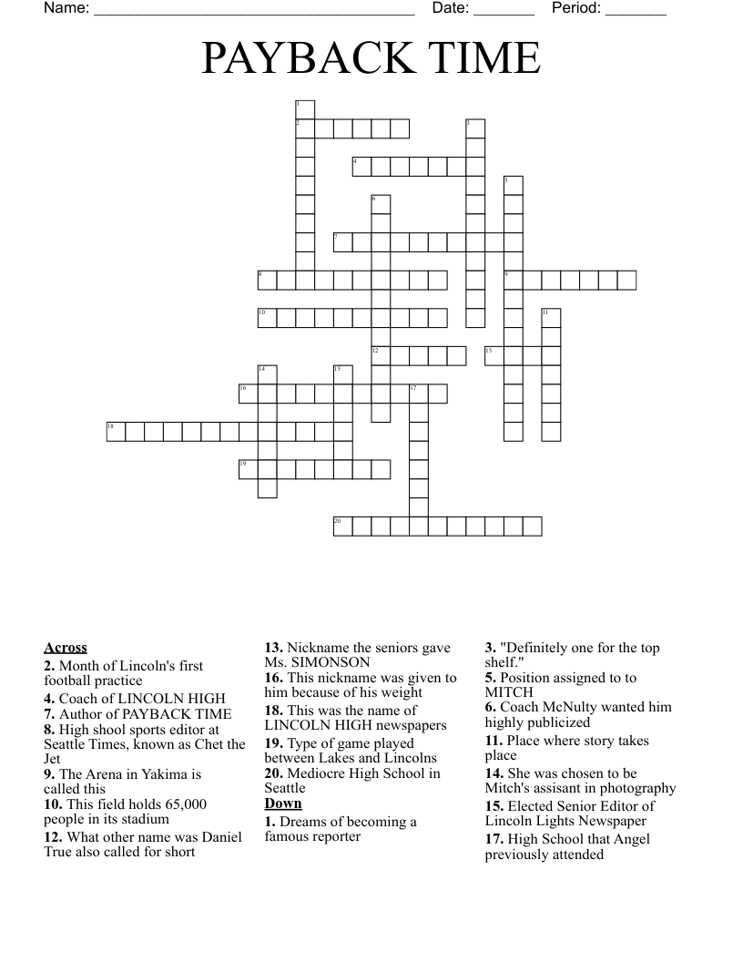 PAYBACK TIME Crossword