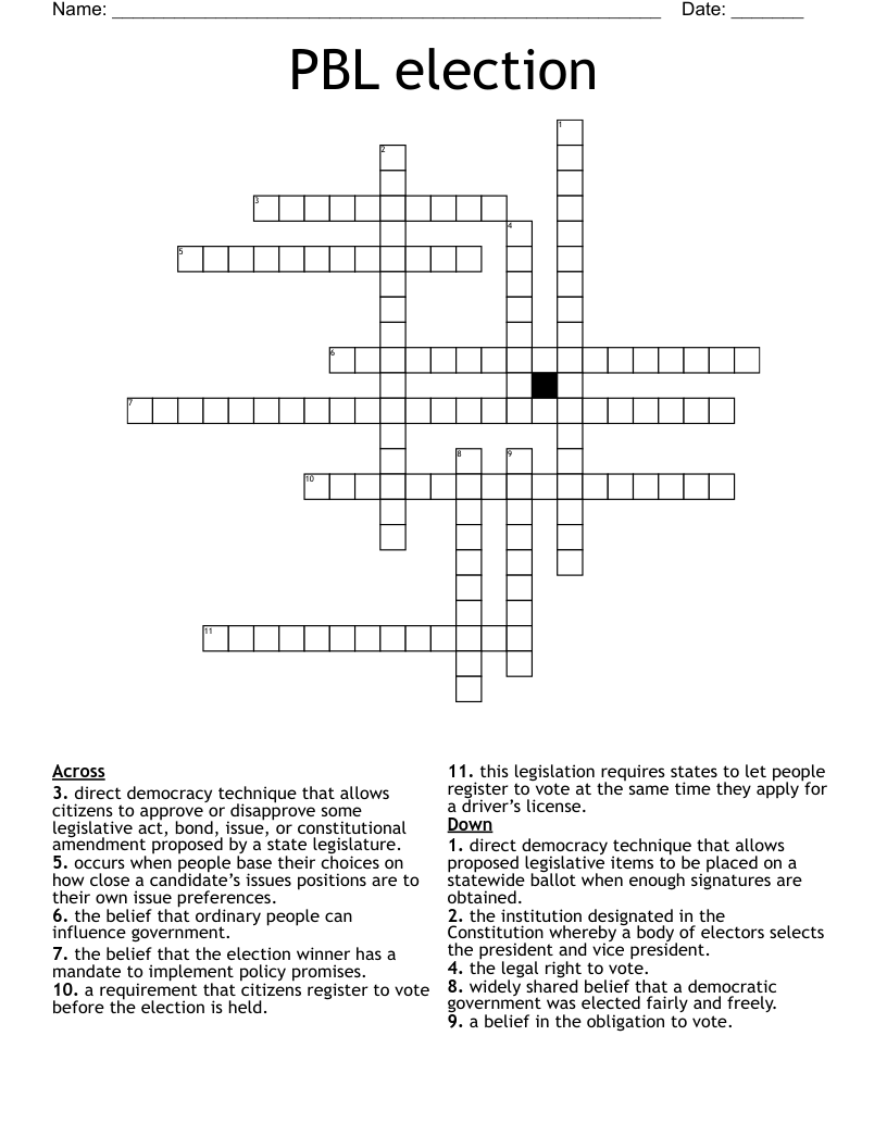 PBL election Crossword