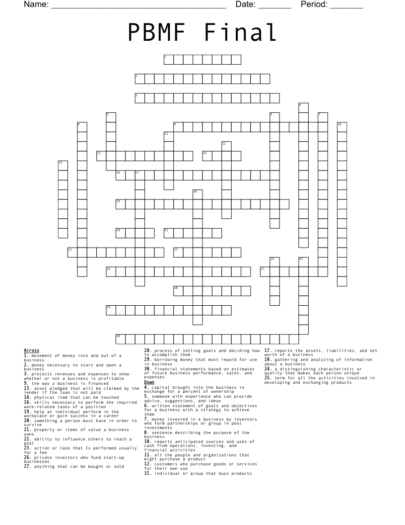 PBMF Final Crossword
