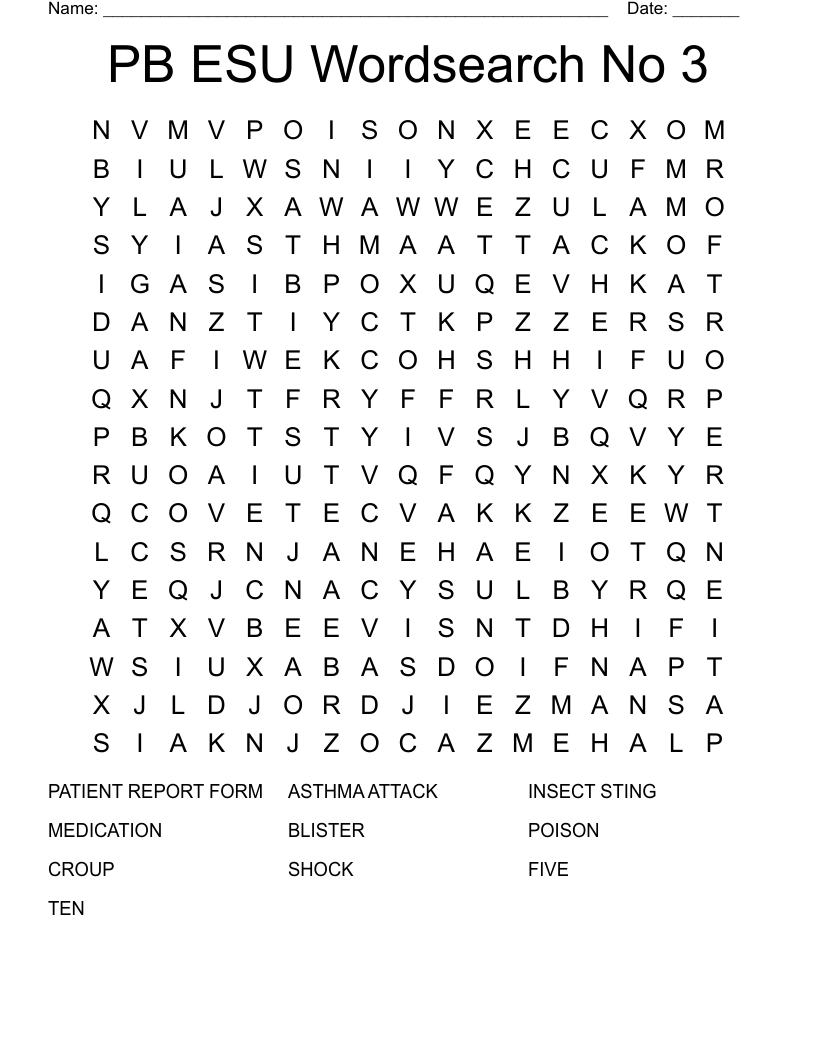 PB ESU Wordsearch No 3