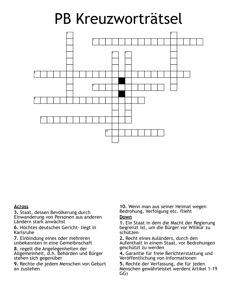 PB Kreuzworträtsel Crossword