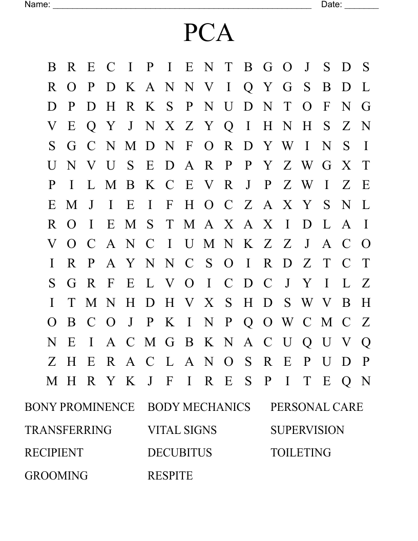 PCA Word Search