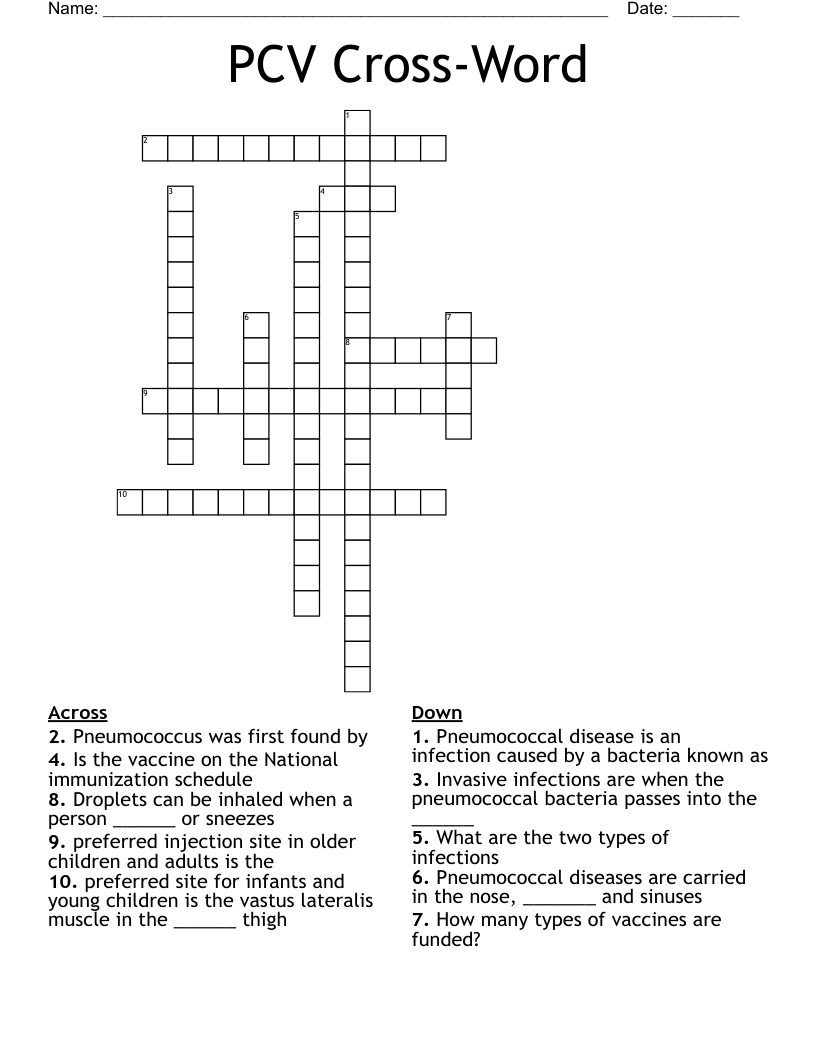 PCV Cross-Word Crossword