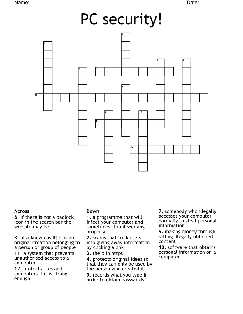 PC security! Crossword