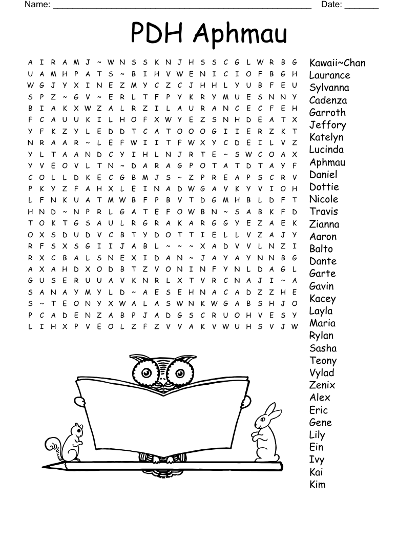 PDH Aphmau Word Search