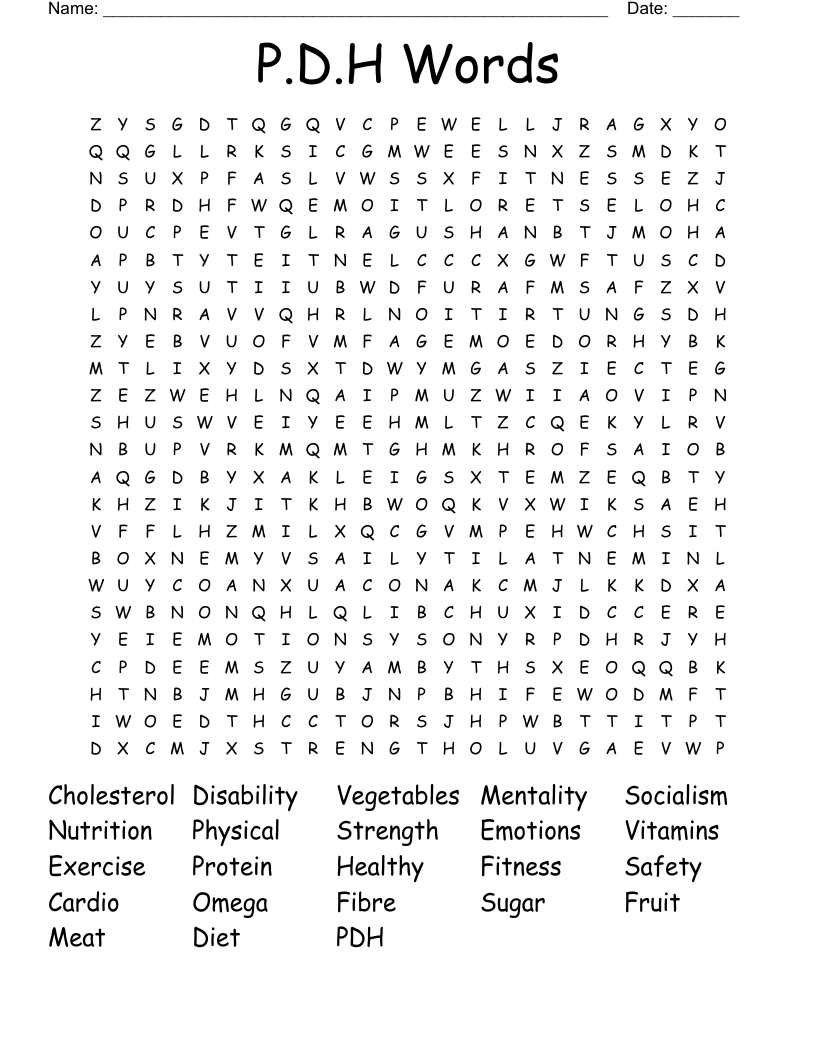 P.D.H Words Word Search