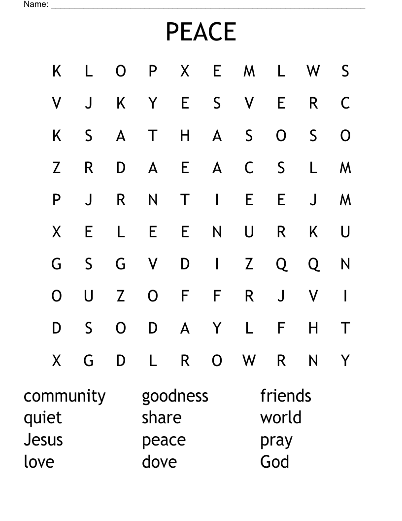 PEACE Word Search