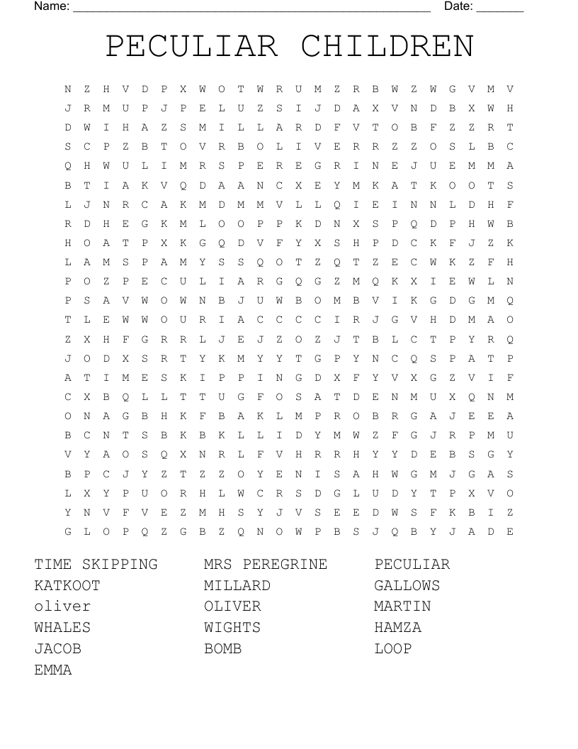 PECULIAR CHILDREN Word Search
