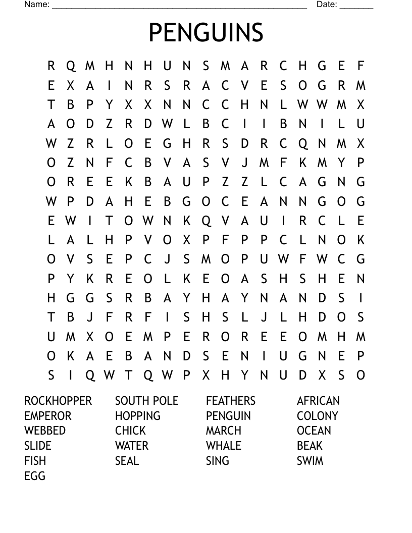 PENGUINS Word Search