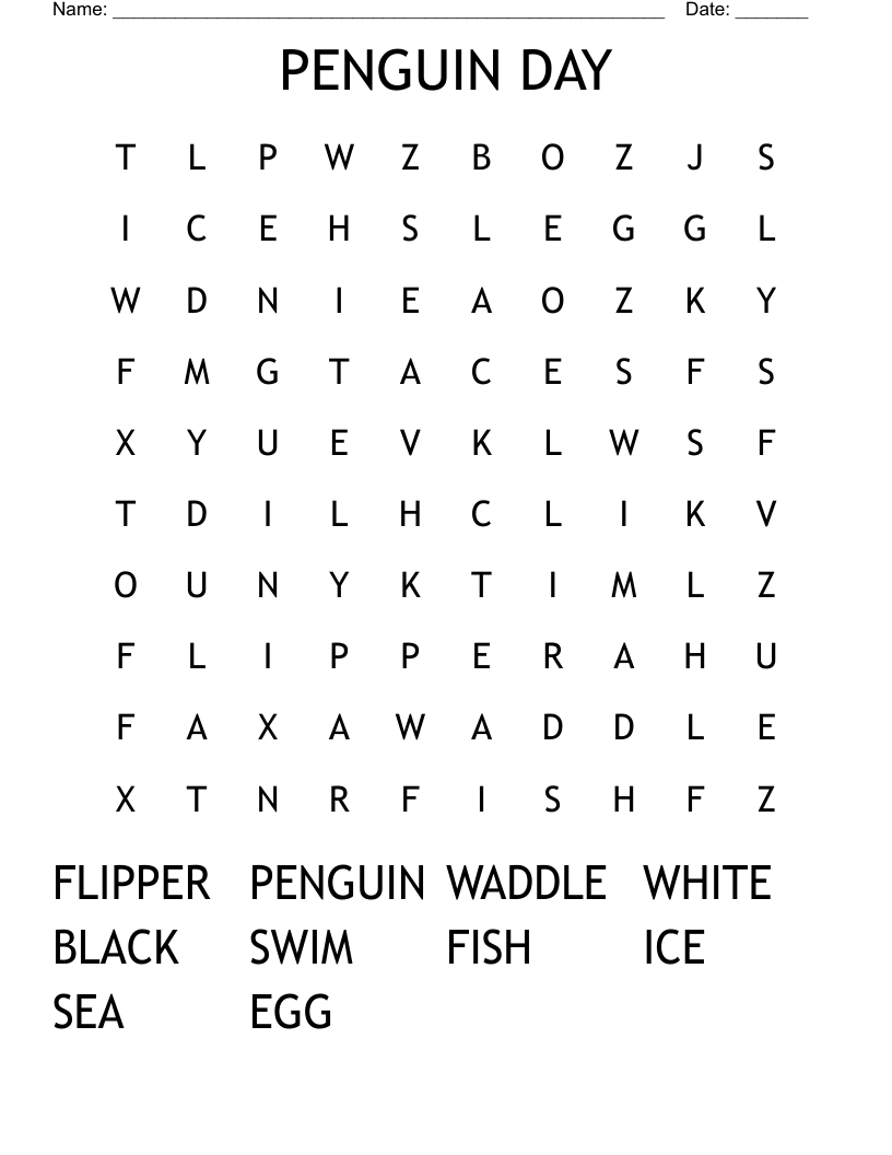 PENGUIN DAY Word Search