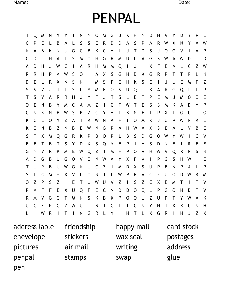 PENPAL Word Search