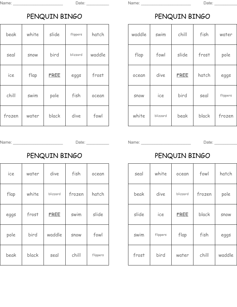 PENQUIN BINGO