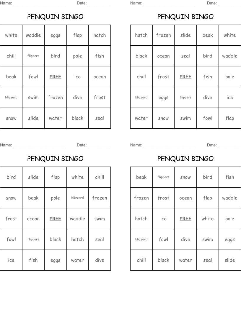 PENQUIN BINGO