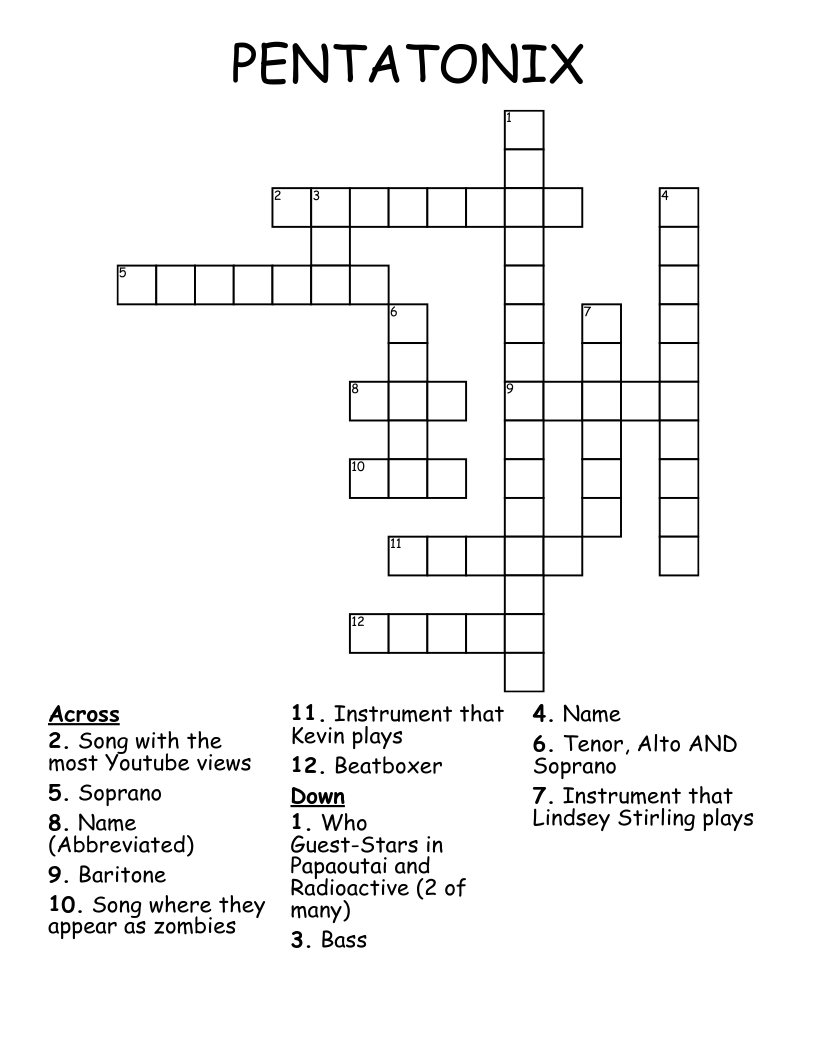PENTATONIX Crossword