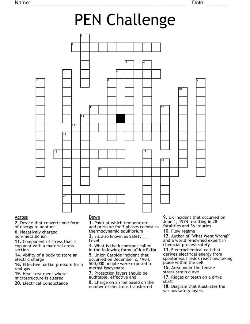 PEN Challenge Crossword