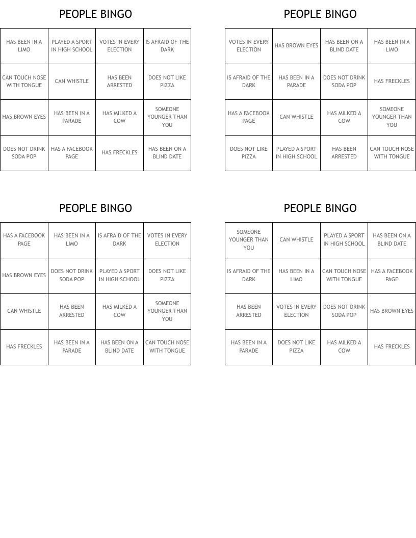 PEOPLE BINGO