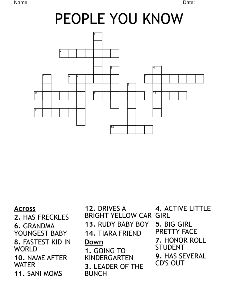 PEOPLE YOU KNOW Crossword