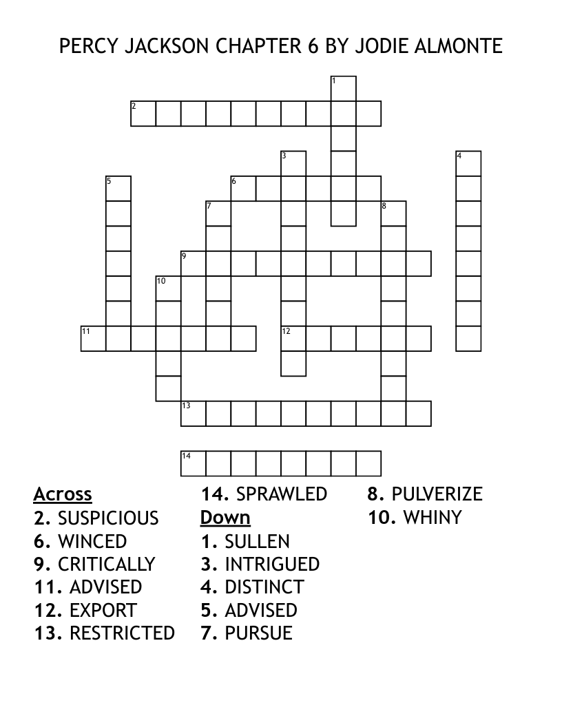 PERCY JACKSON CHAPTER 6 BY JODIE ALMONTE Crossword
