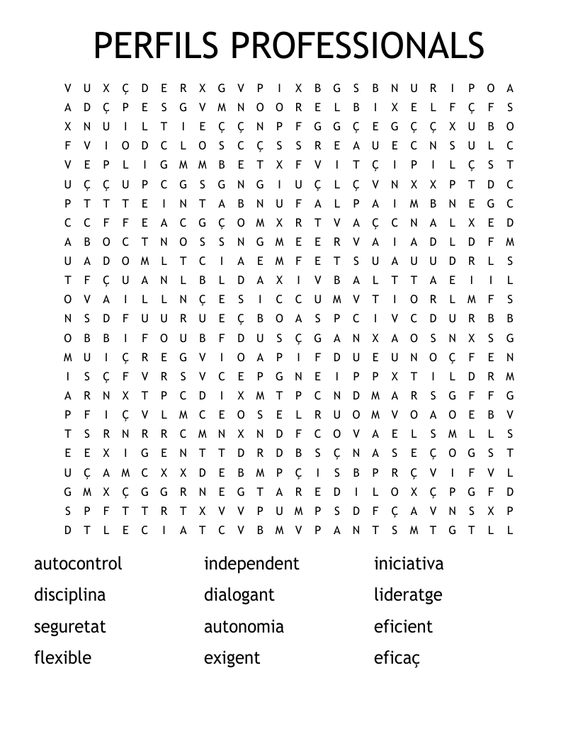 PERFILS PROFESSIONALS Word Search